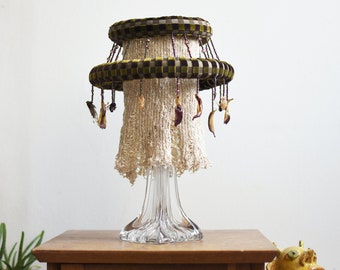 Original lampshade, handmade natural materials, bedside lamp, organic and natural, insect flowers, poetic decorative lamp