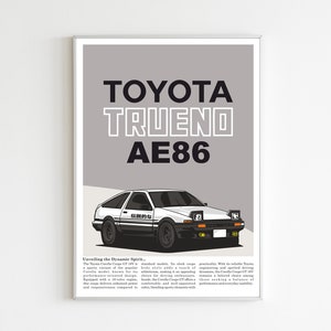 JDM Toyota AE86 Illustrated Car Poster Vector Car Digital download