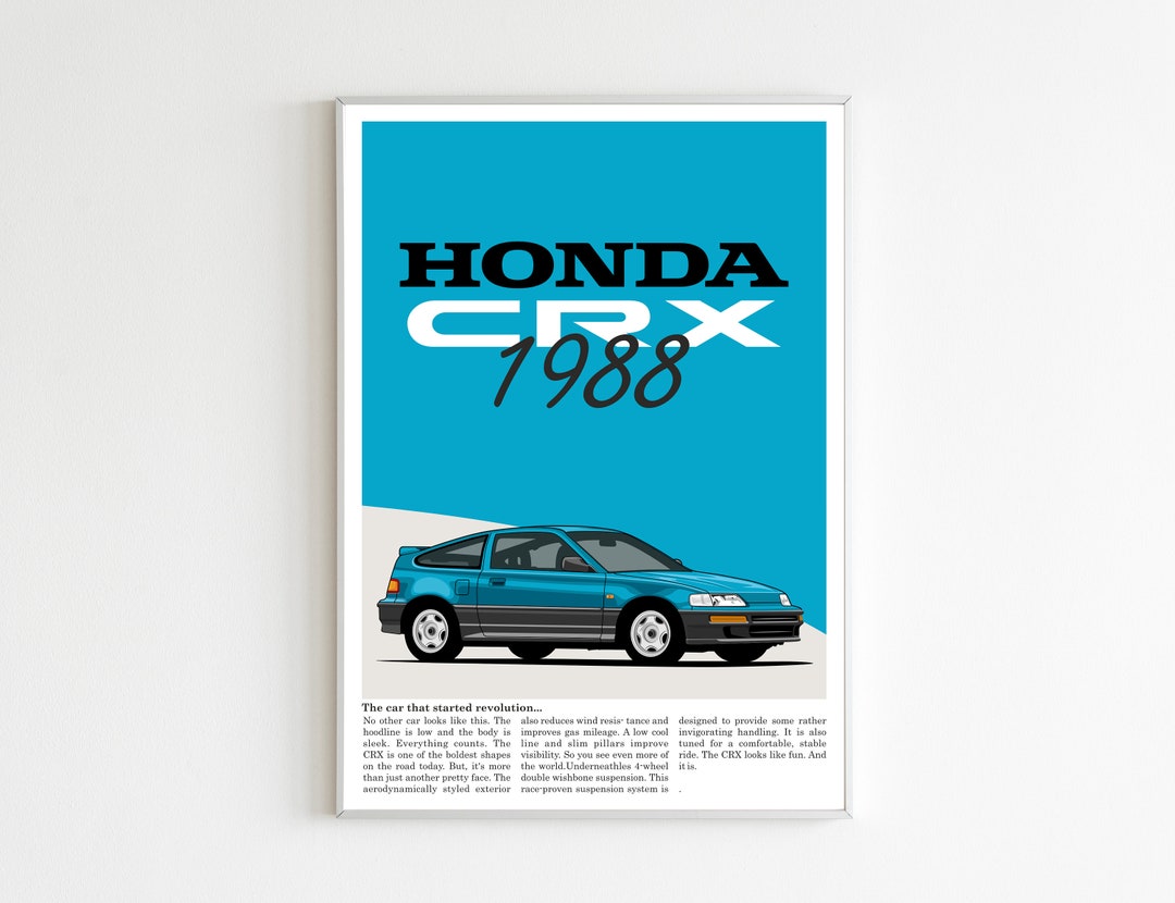 Classic Speed: Honda CRX Illustrated Car Poster - Etsy