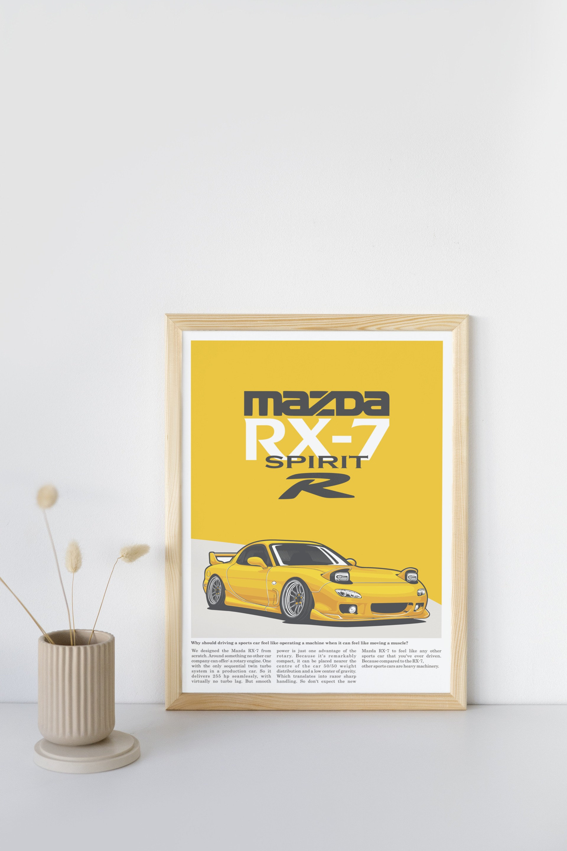  Art Cars ( ハードカバー)英語版 Mazda RX-7 Illustrated Car Poster: Automotive Art Print (digital