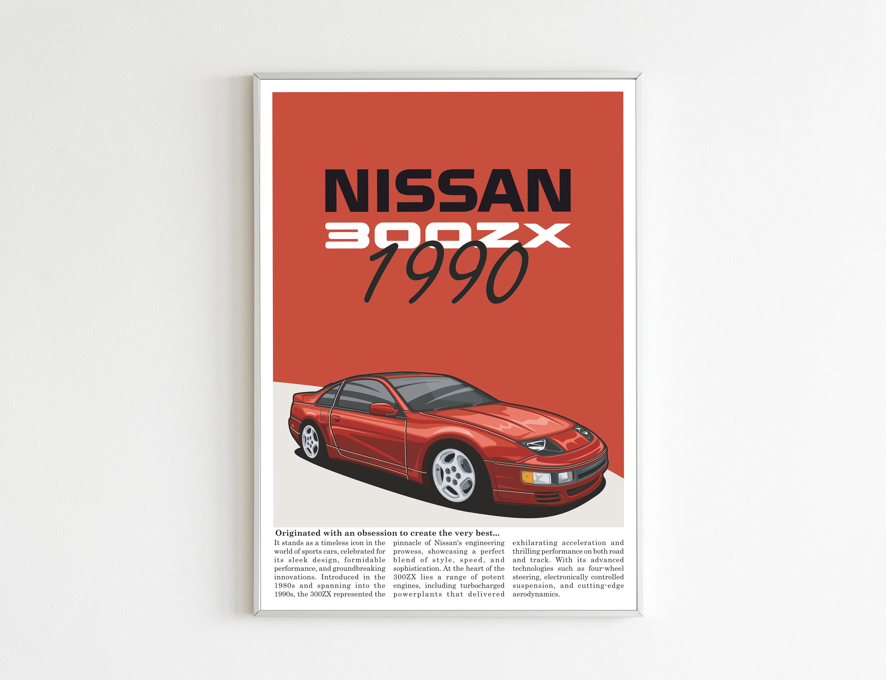 Unlock the Thrill: Nissan 300ZX Illustrated Car Poster Unlock the Thrill: Nissan 300ZX Illustrated Car Poster