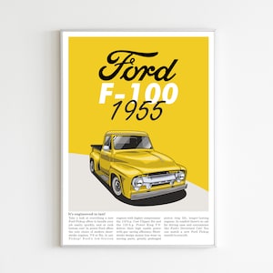 Pôster ilustrado do Ford F-100: Arte automotiva (download digital)