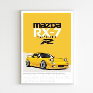 Mazda RX-7 Illustrated Digital Poster - High-Quality Car Art Print - Instant Download for Automotive Enthusiasts