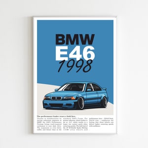 Poster BMW E46: Vintage-inspirierte Wandkunst für Autoliebhaber - Perfekte Dekoration für Autoliebhaber!