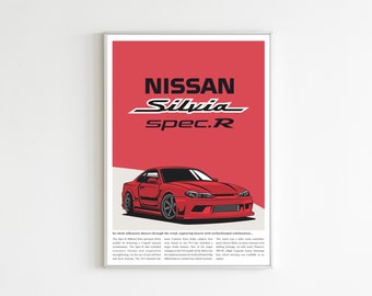 Nissan Silvia Car Poster: Illustrated JDM Wall Art (Digital Download)
