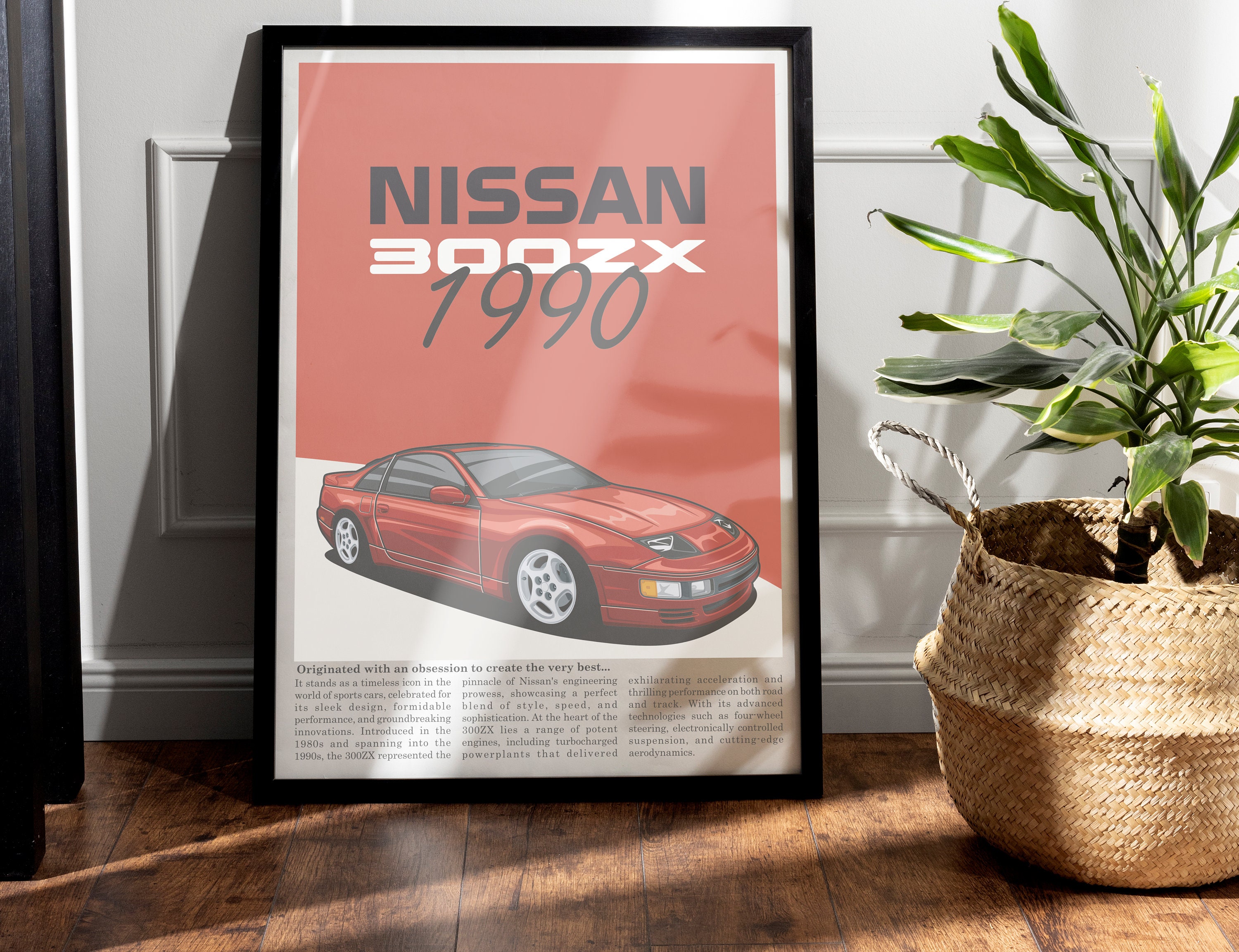 Unlock the Thrill: Nissan 300ZX Illustrated Car Poster