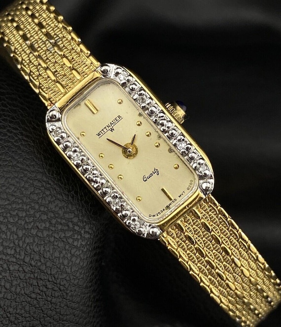 Vintage Wittnauer Gold Tone Encrusted Diamonds Dainty  display picture 1