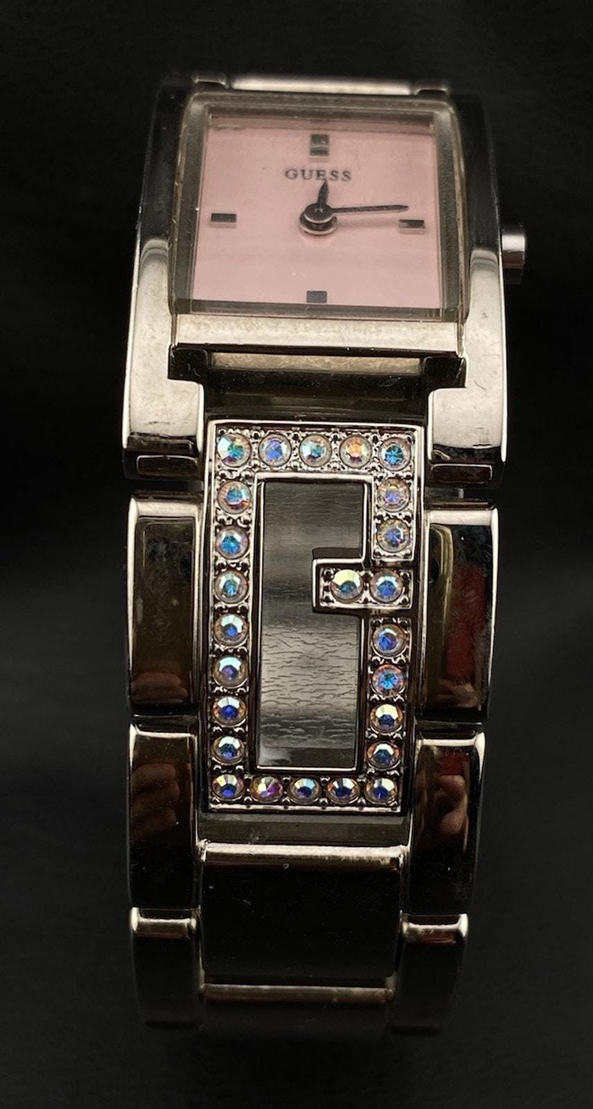 GUESS Silver Bracelet Watch with Pink Dial and Crystal Bezel - Vintage Guess Women main image 4