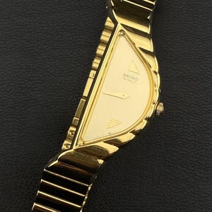 Vintage Seiko Rivoli Gold Tone Half Moon Dainty Elegant Asymmetric ...