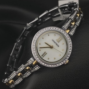 NWT Armitron Swarovski Ladies Two Tone Crystal Bezel Bracelet Elegant Watch