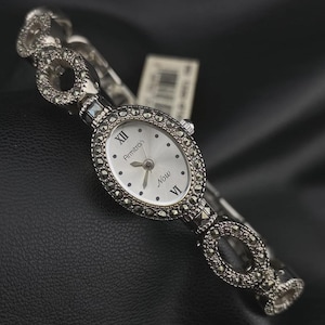 NEW Armitron Now Silver Tone Oval Case Filigree Dainty Art Deco Ladies Watch