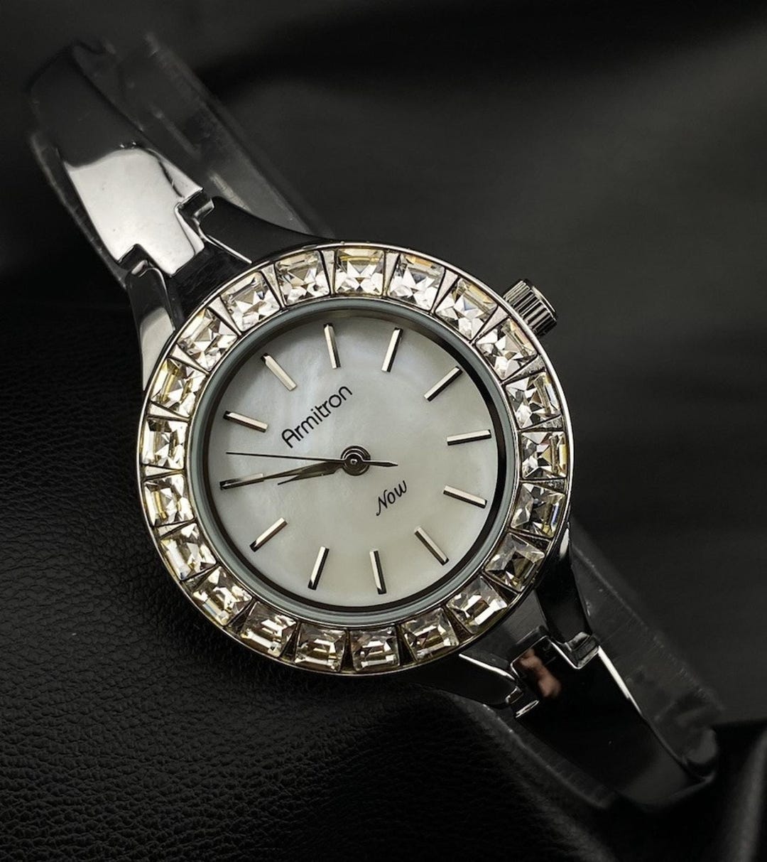 Armitron Women\'s All Silver Genuine Crystal Accented Bracelet Round Luxury Watch Amazon.com: Armitron Women main image 2