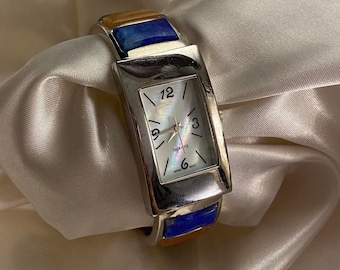 Gorgeous Vintage Multi Colored Stones Silver Watch