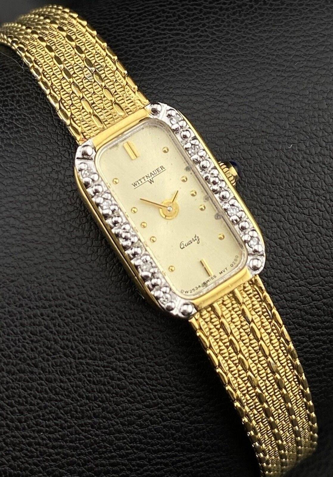 Vintage Wittnauer Gold Tone Encrusted Diamonds Dainty  display picture 1