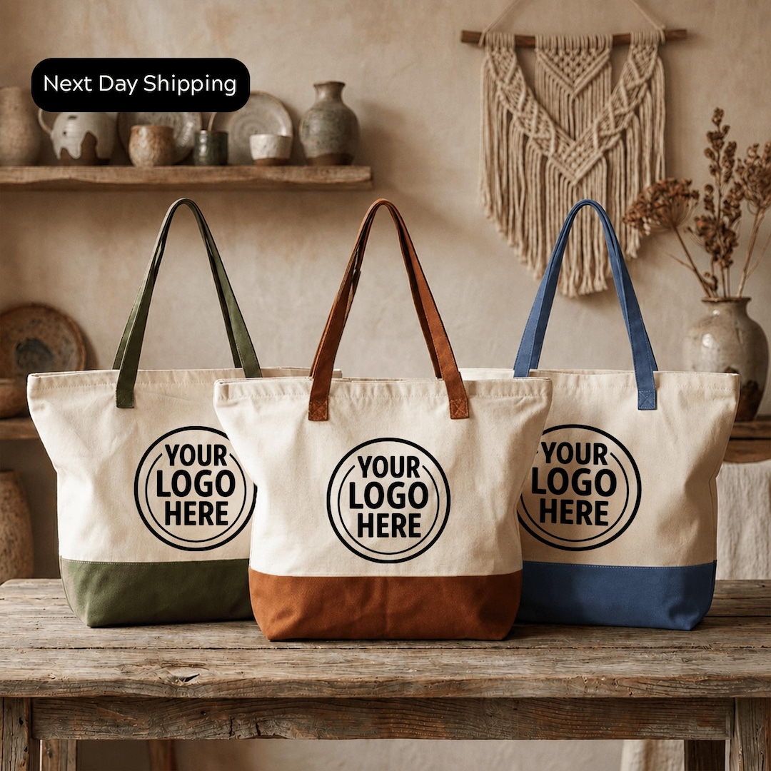 Custom Logo Tote Bag • Personalized Company Bags • Branded Canvas Tote ...