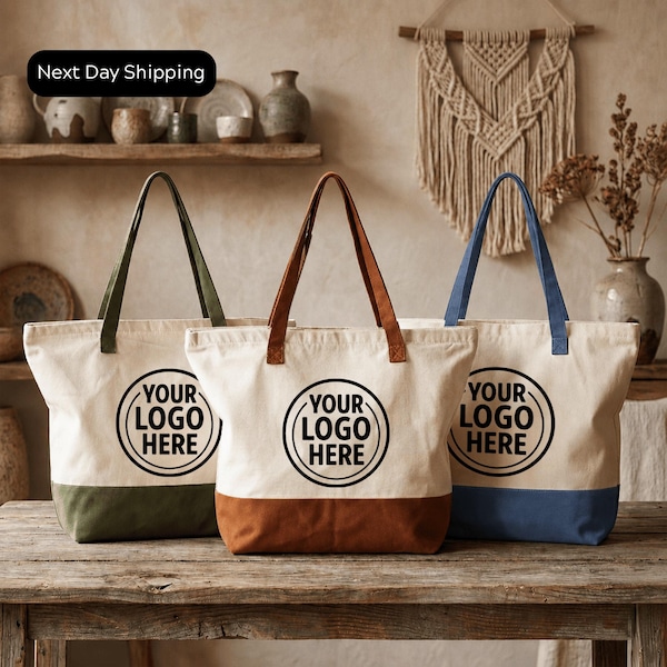 Custom Logo Tote Bag • Personalized Company Bags • Branded Canvas Tote for Business • Events Custom Logo Tote Bag for Business