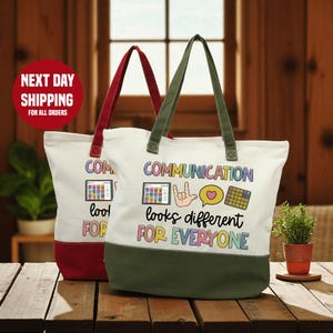 Communication Looks Different Tote Bag - Speech Therapy Gift