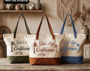 Girls Trip Tote Bag: Travel Beach Style (Cotton, Zippered)