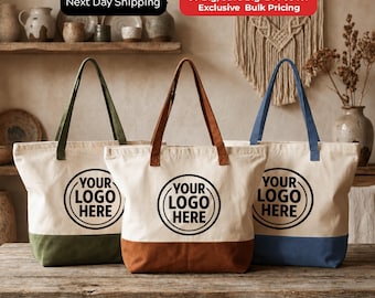 Custom Logo Tote Bag • Personalized Company Bags • Branded Canvas Tote for Business • Events Custom Logo Tote Bag for Business