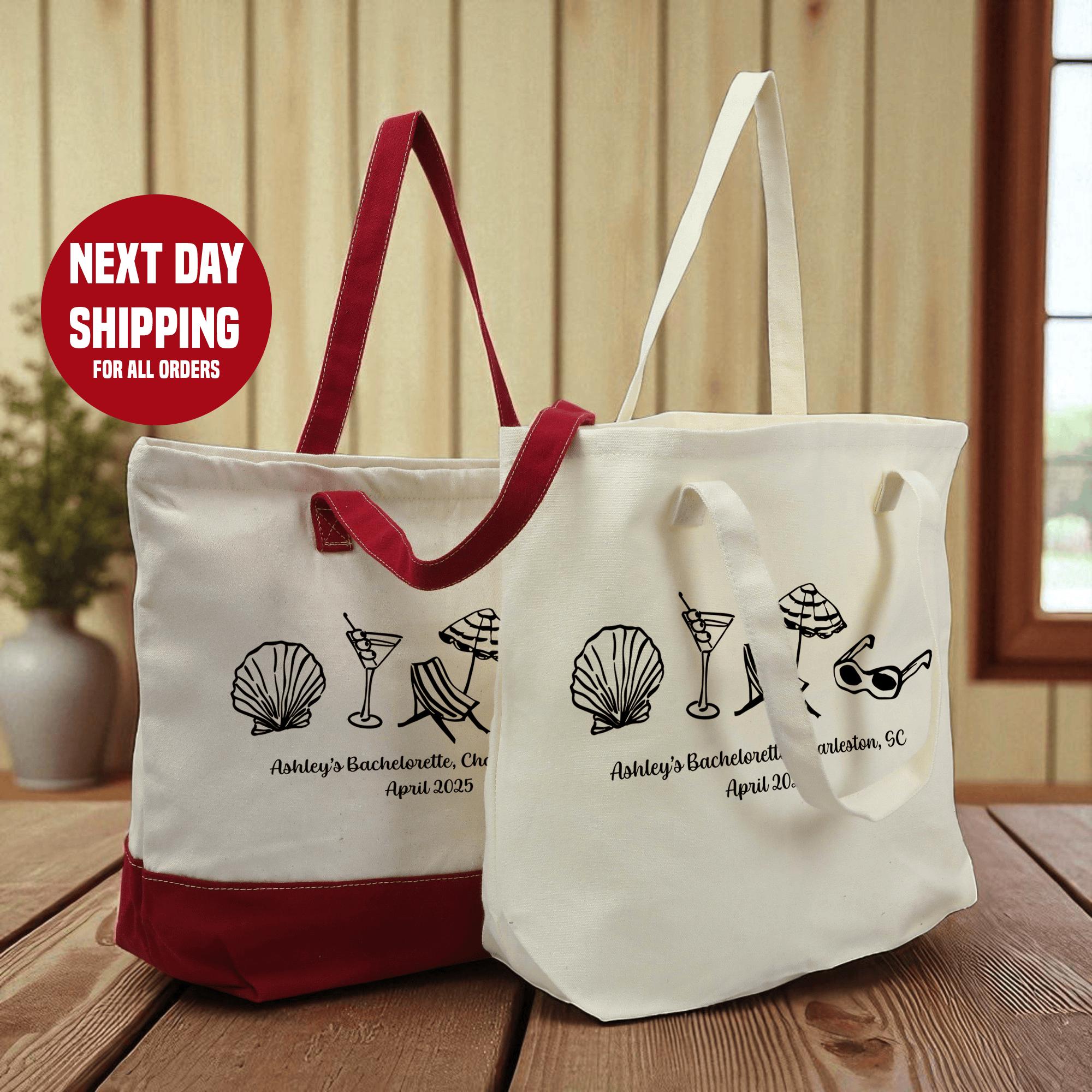 Personalized Bachelorette Tote Bag, Beach Party Memory Tote Bag ...
