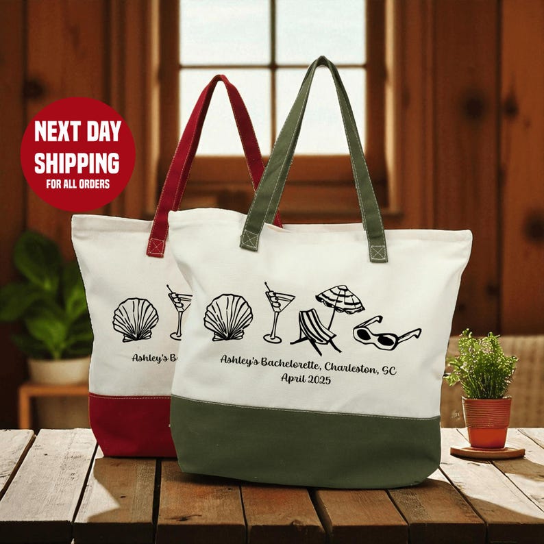 Personalized Bachelorette Tote Bag, Beach Party Memory Tote Bag ...