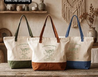 Custom Bachelorette Party Canvas Tote Bag: Resort Club Gift