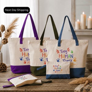 Personalized Teacher Tote Bag, Tiny Human Tamer, Custom Teacher Gift