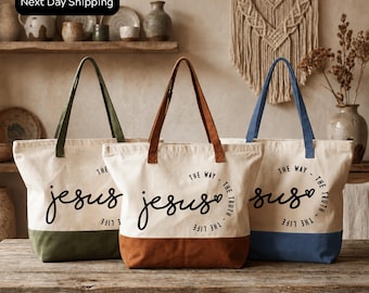 Bolso de tela cristiano: diseño de versículo bíblico - Algodón con bolsillo interior