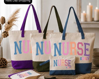 Nurse Tote Bag: Canvas, Zippered with Inner Pocket
