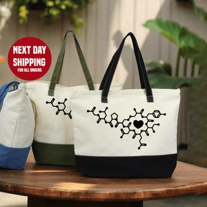 DNA RNA Tote Bag: Biology Inspired Design (Cotton, Zippered)