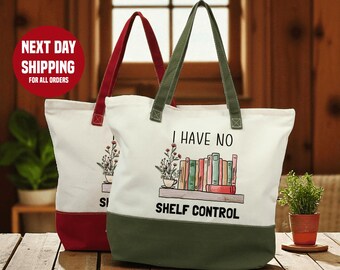 I Have No Shelf Control Totebag, Reading Lover Gift, Bookworm  Totebag, Librarian Totebag, Book Lover Gift, Book Lover Totebag