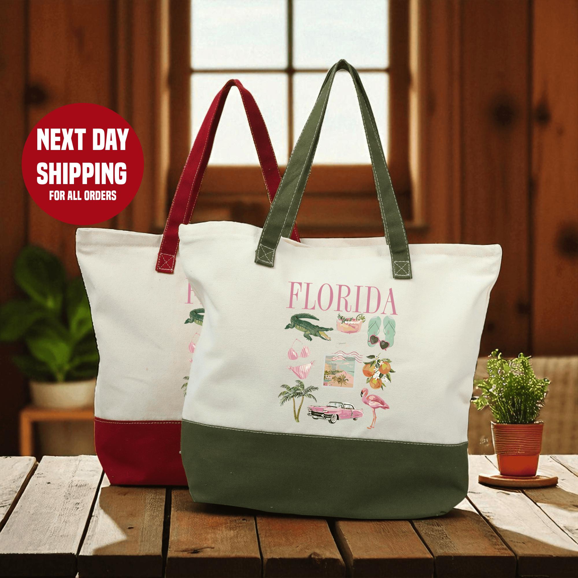 Vintage Florida Totebag, Retro Florida Totebag, Florida Lovers Gift, Y2K Summer Totebag, Sun Lover Totebag, Sunshine Totebag, Florida Gifts