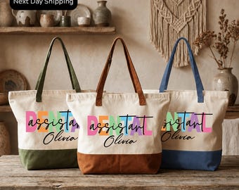 Dental Student Tote Bag, Customized Dental Assistant Tote Bag, Personalized Dental Hygienist, Dentist Work Bag, Dentist Graduation Gift