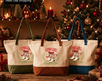 Cowgirl Christmas Club Tote Bag: Vintage Western Gift