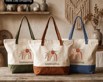 Custom Canvas Tote Bag: Personalized Name Monogram