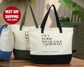 Custom Nurse Tote Bag, Personalized Gift For Nurse, Registered Nurse Tote Bag, Nurse Appreciation Gift, Customized Nurse Tote Bag