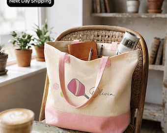 Personalized Pickleball Tote Bag: Custom Name, Court Sports Carryall