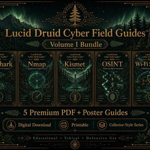 Lucid Druid Cyber Field Guides Bündel | Wireshark, N Map, Kismet, OSINT, Wi-Fi Sicherheit (PDF)