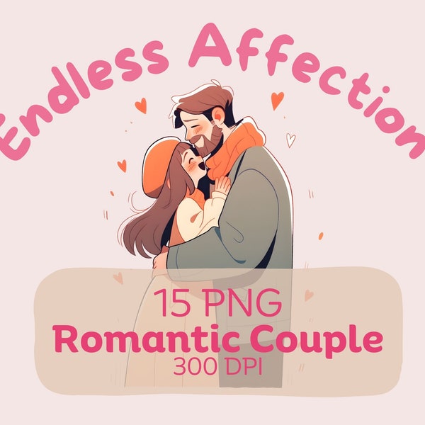 Romantic couple clipart bundle lovely couple Valentine day Clip art vector style PNG Digital Image for Card Making Scrapbook Paper Craft