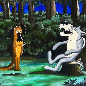 Dibujo animado ucraniano Érase una vez un perro, pintura al óleo, regalo para fanáticos, pintura a mano, regalo perfecto para fanáticos de la animación ucraniana