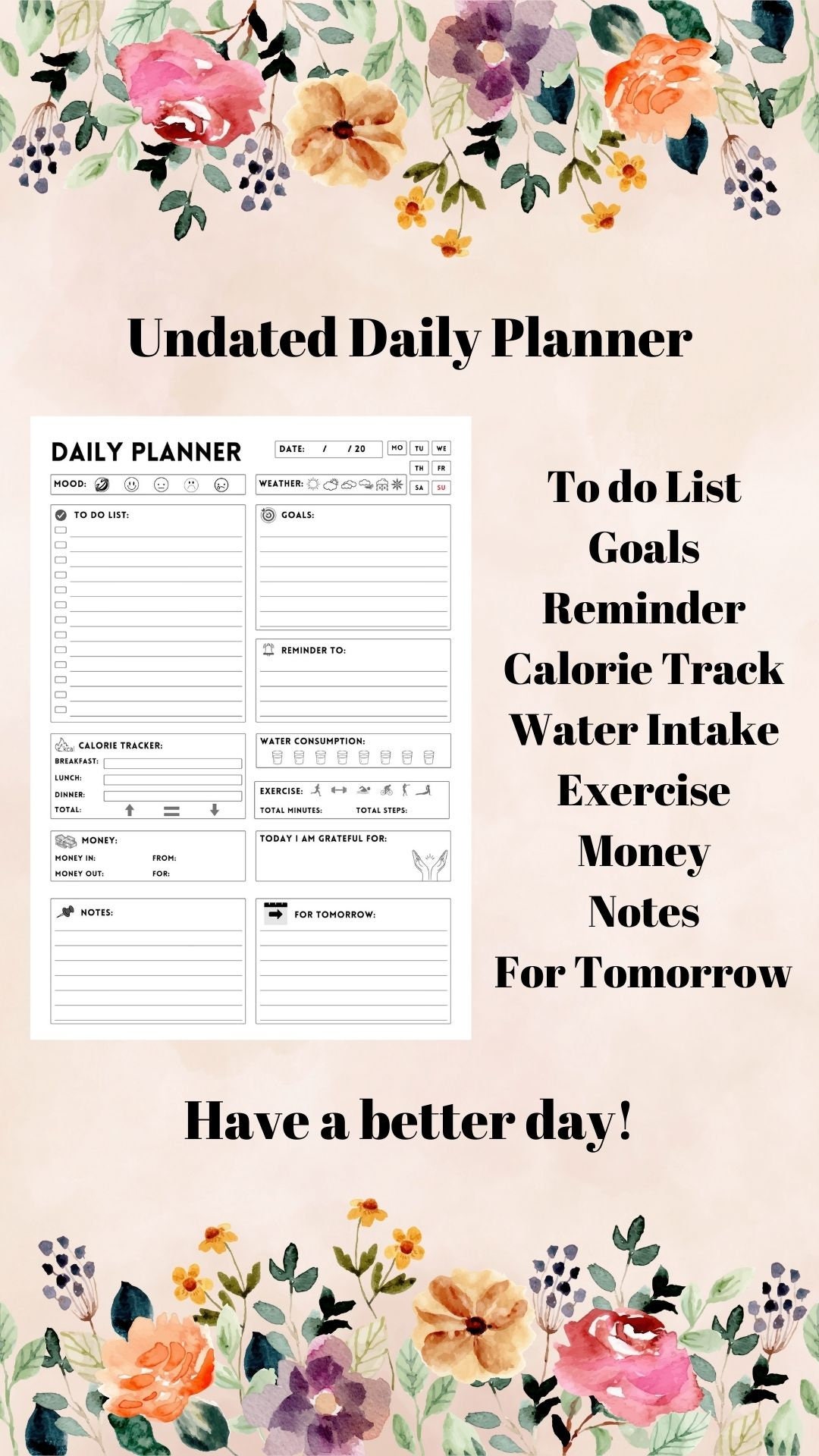 2024 Printable/digital Daily Planner, Instant Download, A4, Undated Goodnotes Planner, iPad