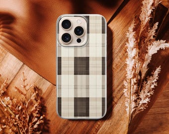 Telefoonhoesje met geruite stof print stof: iPhone, Samsung, Pixel