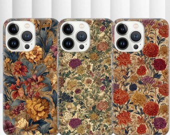 William morris Phone Case Flower pattern Cover for iPhone 16 15 14 13 12 Pro Xs Samsung S24 S23 S22 FE A25 A15 Pixel 9 8A 7