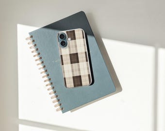 Geruit telefoonhoesje: klassieke geruite print, slimfit