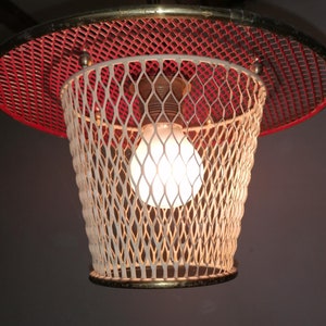 Hanging lamp ceiling light Mid Century &#39;50s &#39;50s Rockabilly net metal red, vintage ceiling lamp lantern lamp