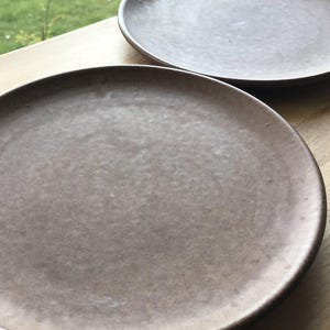 Two handmade ceramic plates, dinner plates, pasta plates, pasta plates 25 cm matt brown