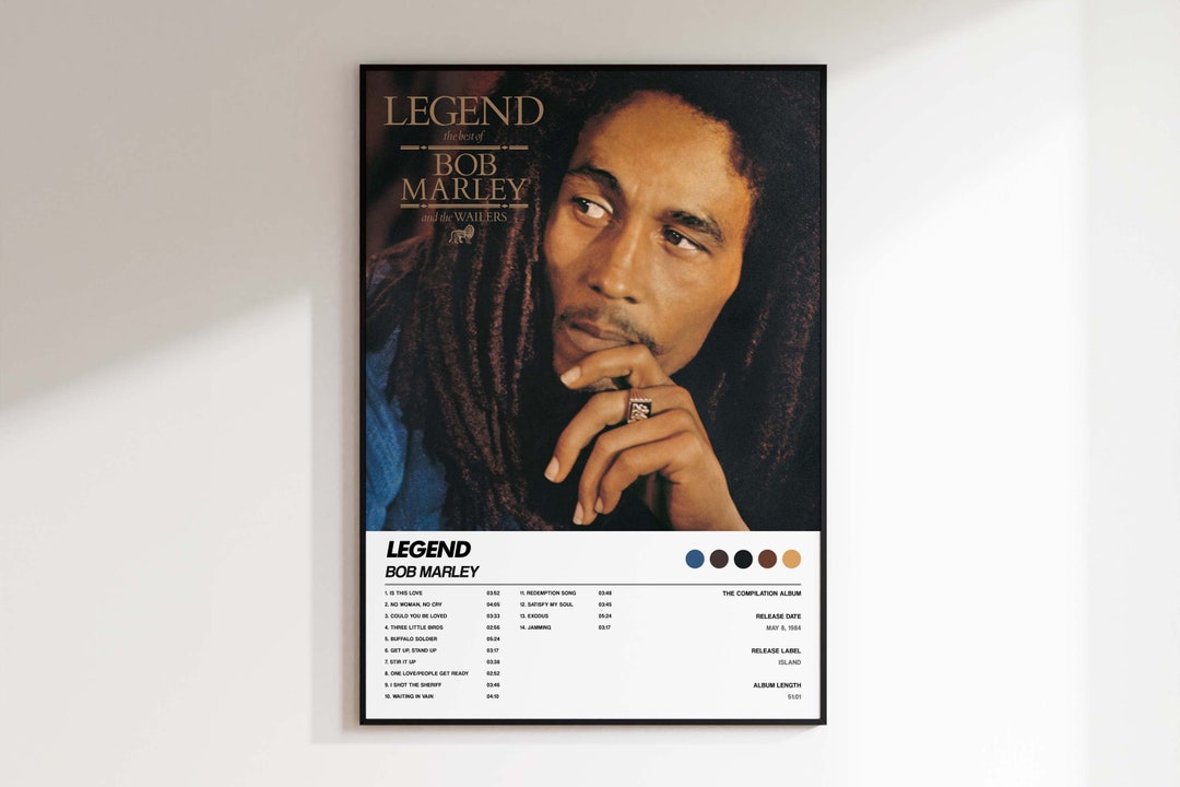 Bob Marley 'legend' Album Cover Poster, Tracklist Poster, Digital