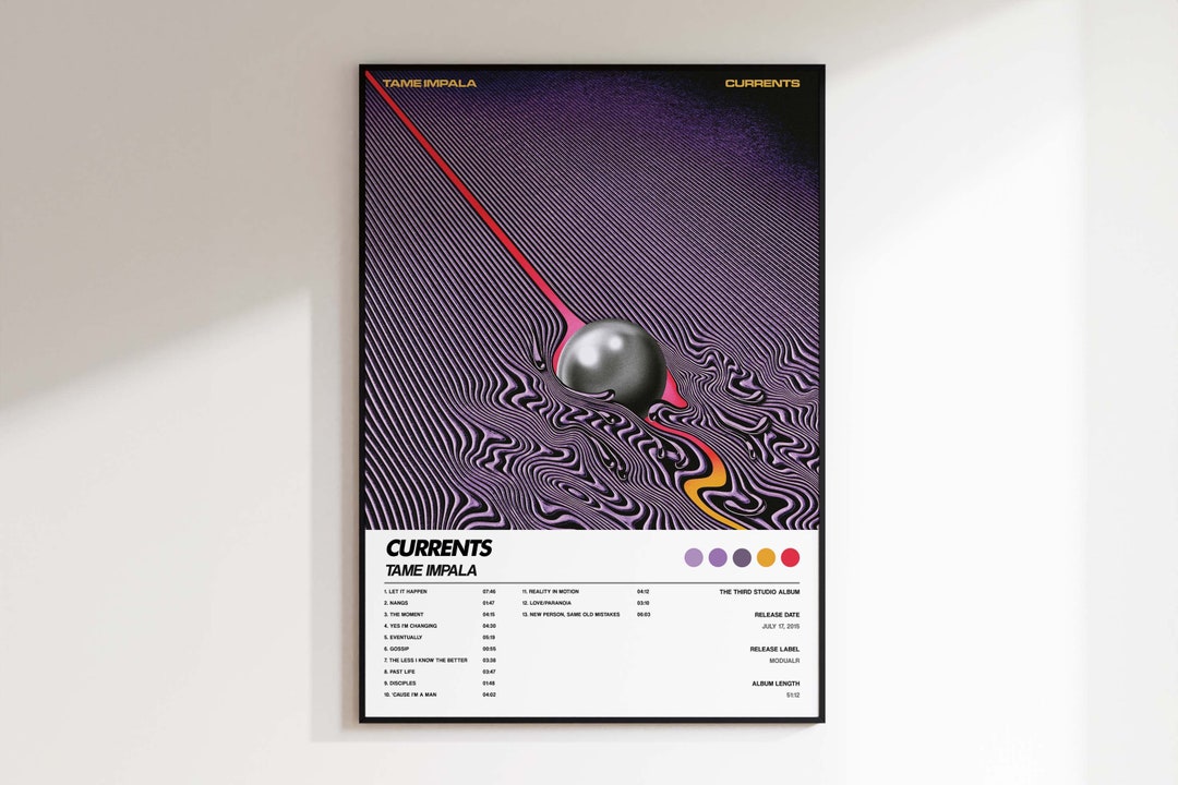 Tame Impala 'currents' Album Cover Poster, Tracklist Poster, Digital Download,