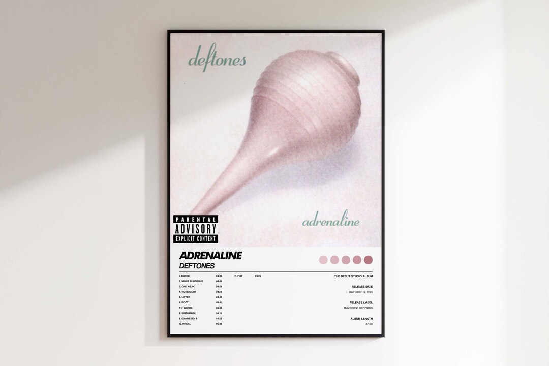 Deftones 'adrenaline' Album Cover Poster, Tracklist Poster, Digital
