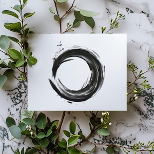 Post- oder Klappkarte, Kalligrafie Zen Kreis,Ensō